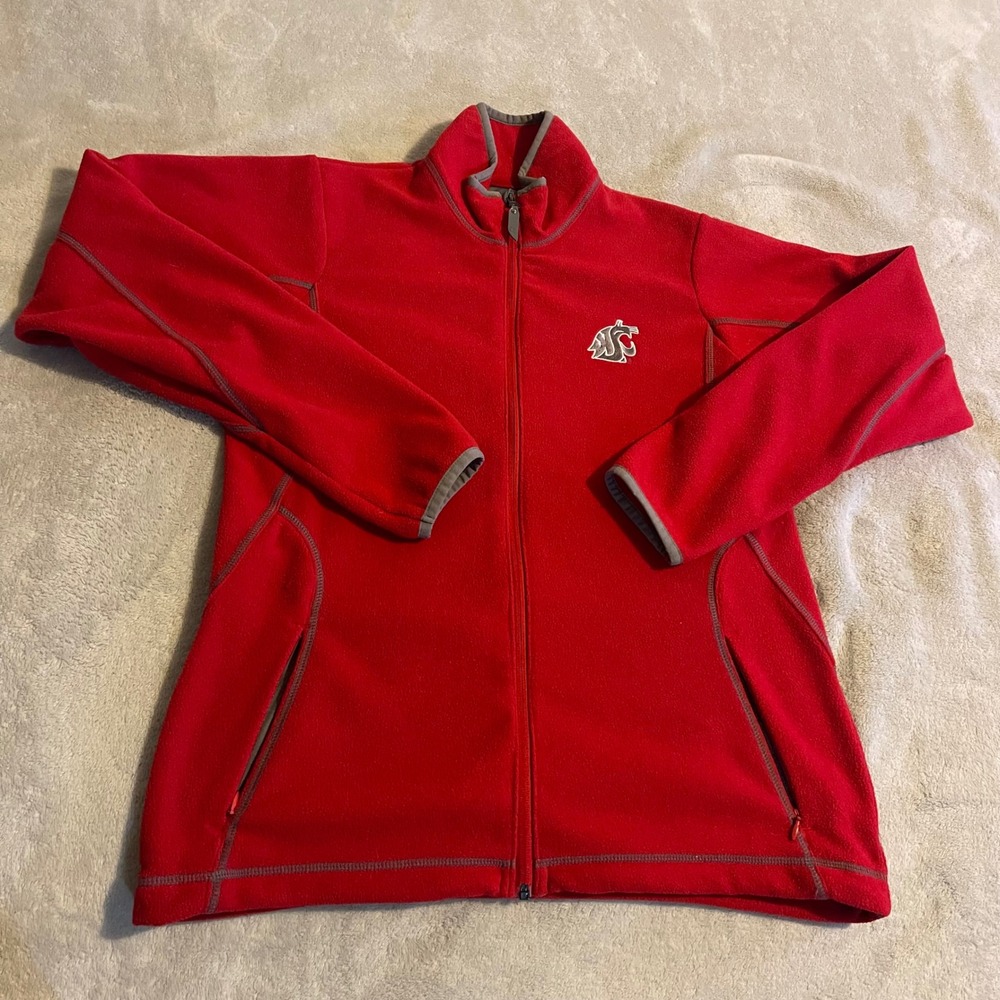 Antigua Washington State Cougars Red Fleece Full Zip Jacket Womens Medium WSU